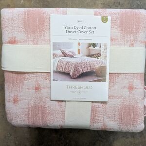 3pc King Yarn Dye Ikat Comforter and Sham Set Ivory/Mauve
